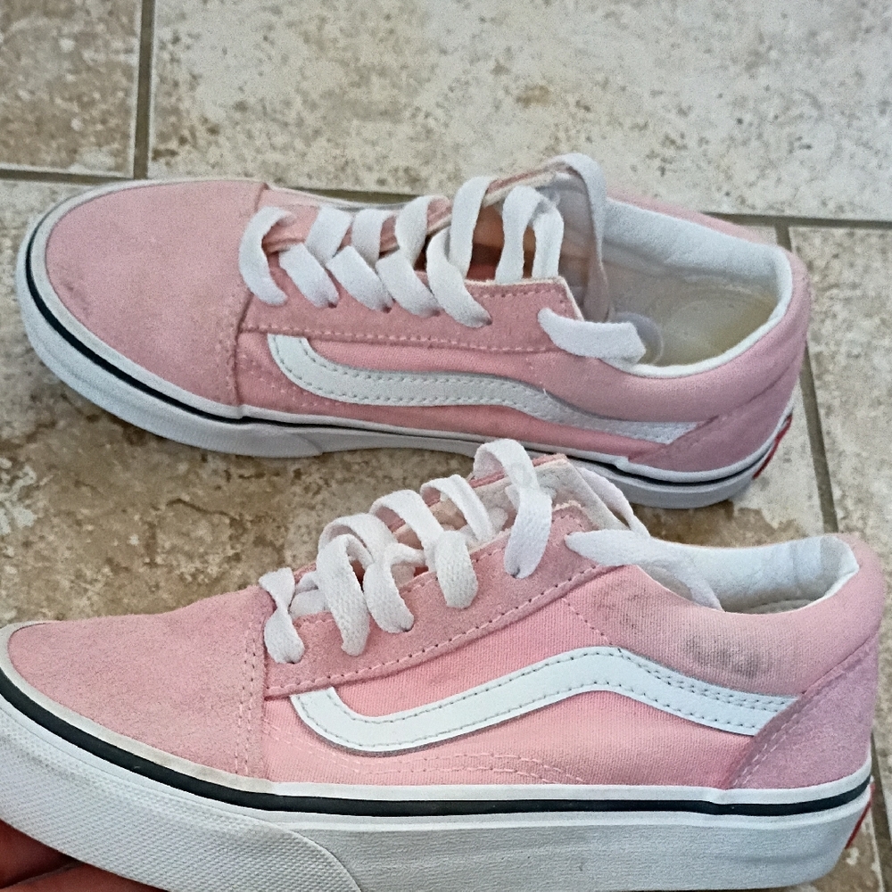 Vans Pink and White Kids Sneakers - Picture 2 of 7